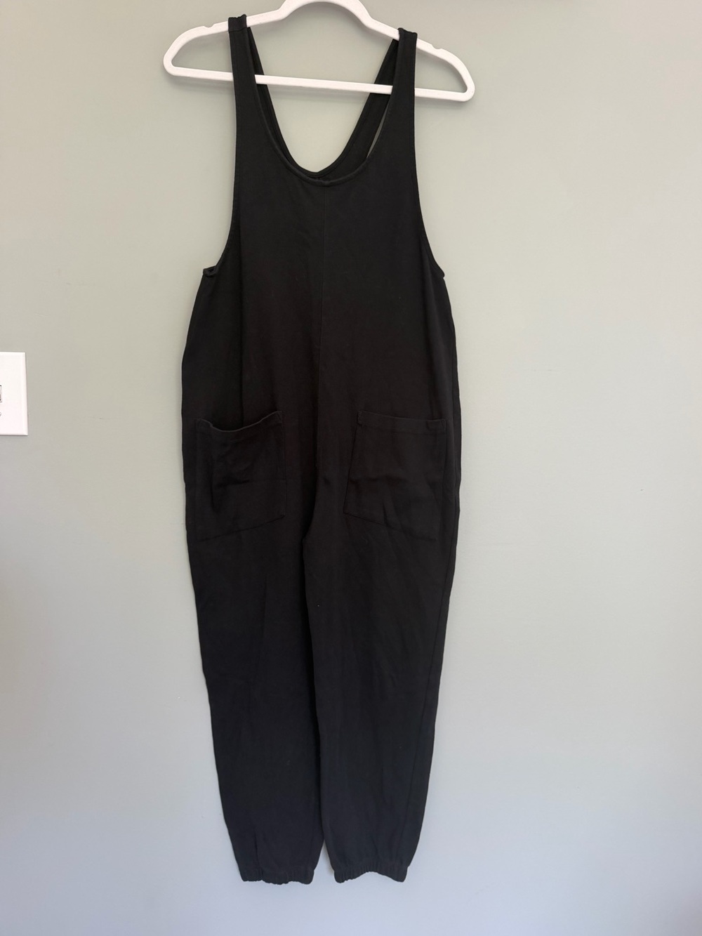 For Days "Relaxing" 100% Organic Cotton Black Racerback Pull On Jumpsuit Romper - Picture 3 of 15